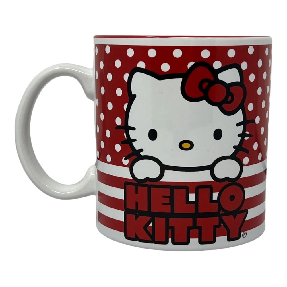 Sanrio Red White‎ Polka Dot Hello Kitty Large Coffee Soup Mug 20 oz Kawaii